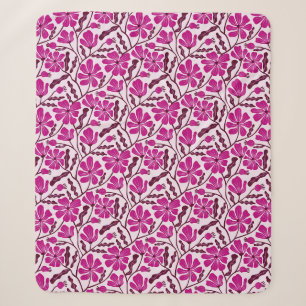 Paarse Abstracte Mid Century Modern Flower Sherpa Deken