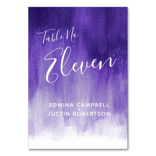 Paarse abstracte moderne kunstlijst nummer Elf Kaart (Achterkant)