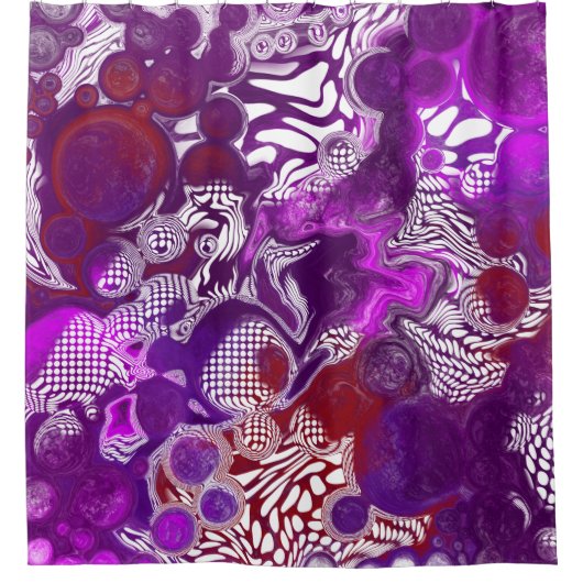 Paarse Abstracte, moderne, vochtige tekenmarmer Douchegordijn (Voorkant)