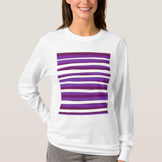 Paarse Abstracte Striped Kunst T-shirt (Voorkant)