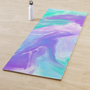 Paarse Abstracte verfteksten met marmer Yogamat