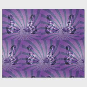 Paarse Abstracte vlinder met stralende vleugels Cadeaupapier