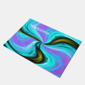 Paarse abstracte wervelingskunstwerk Welkom Deurma Deurmat (Schuin)