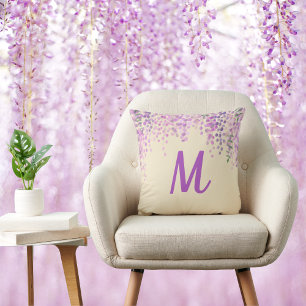 Paarse Abstracte Wisteria op Creamy Blush Kussen