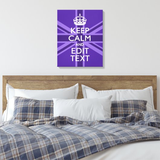 Paarse accenten houden kalm- en Jouw tekst-Uniefou Canvas Afdruk (Insitu (Slaapkamer))