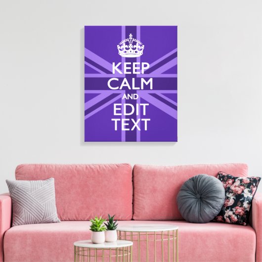 Paarse accenten houden kalm- en Jouw tekst-Uniefou Canvas Afdruk (Insitu (Woonkamer))