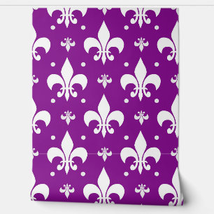 Paarse achtergrond Fleur-de-lis Patroonontwerp Behang