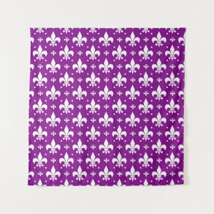 Paarse achtergrond Fleur-de-lis Patroonontwerp Wandkleed