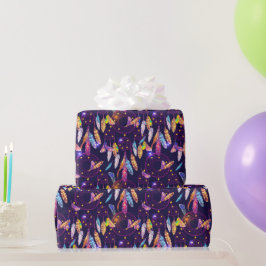Paarse Achtergrond Kleurrijke Droomvanger Cadeaupapier