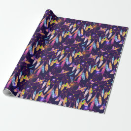 Paarse Achtergrond Kleurrijke Droomvanger Cadeaupapier