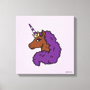 Paarse Afro Eenhoorn Canvas Afdruk
