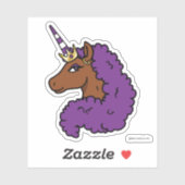 Paarse Afro Eenhoorn Sticker (Vel)