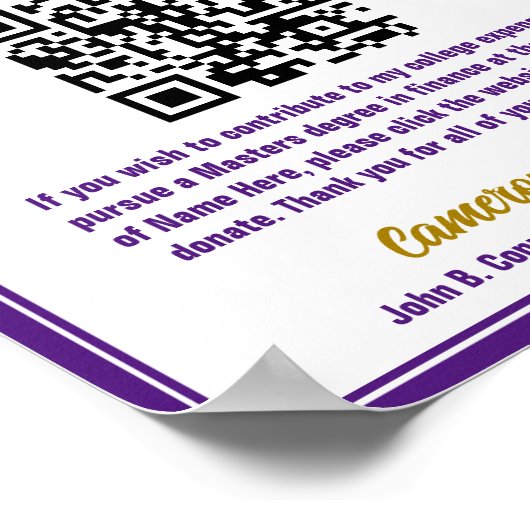 Paarse Afstuderen College Fund QR-code Poster (Hoek)
