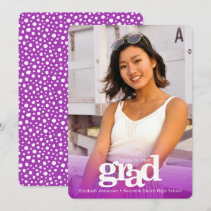 Paarse afstuderen Custom Photo Bold Type Modern Aankondiging