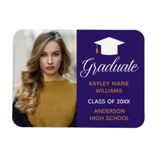 Paarse Afstuderen Foto 2023 Afstuderen Aankondigin Magneet (Horizontaal)