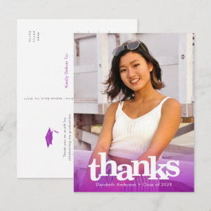 Paarse afstuderen foto vetgedrukte typografie beda briefkaart