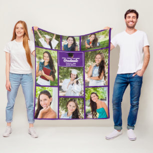 Paarse Afstuderen Fotocollage Afstuderen Gift Fleece Deken