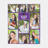 Paarse Afstuderen Fotocollage Afstuderen Gift Fleece Deken (Voorkant)
