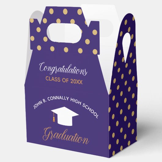 Paarse Afstuderen gouden polka dot aangepaste 2024 Bedankdoosjes (Geopend)