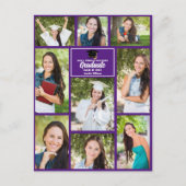Paarse Afstuderen Photo Collage Afstuderen Briefkaart (Voorkant)