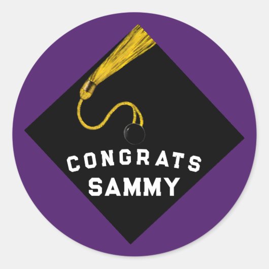 Paarse Afstuderen Ronde Sticker (Voorkant)