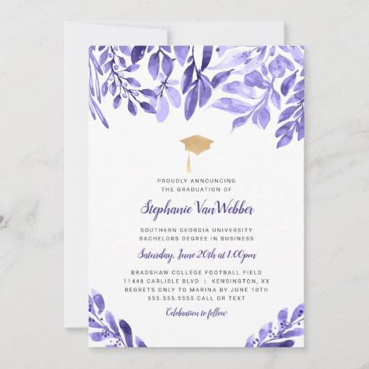 Paarse Afstuderen Uitnodiging (Voorkant)