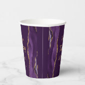 Paarse Agaat Goud Glitter Plum 70e Verjaardag Papieren Bekers (Rechts)