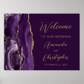 Paarse Agaat Goud Script Bruiloft Welkom Poster (Voorkant)