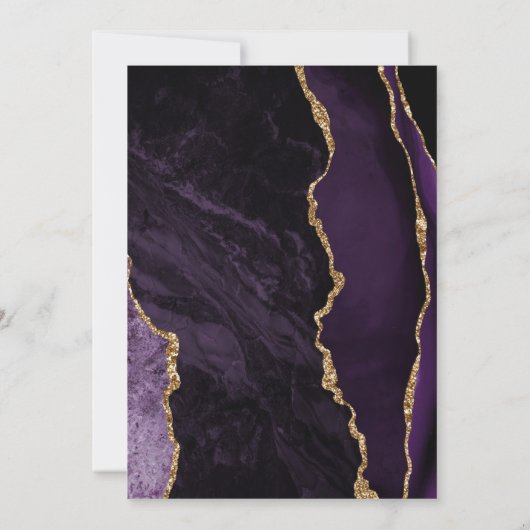 Paarse Agaat Modern Goud Script Slate Bruiloft Kaart (Achterkant)