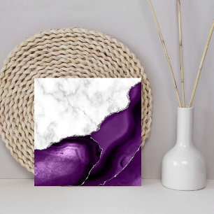 Paarse Agaat Zilver Glitter Witte Marmer Tegeltje