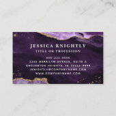 Paarse Agate Gold Glitter Script Monogram Foto Visitekaartje (Achterkant)