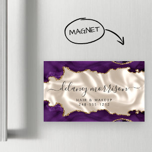 Paarse Agate Gouden Glitter Ivoor Luxe Magnetisch Visitekaartje