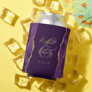 Paarse Agate Gouden Nep Glitter Pruim Bruiloft Blikjeskoeler