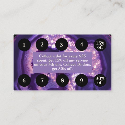 Paarse Agate Loyalty Rewards-kaart (Achterkant)
