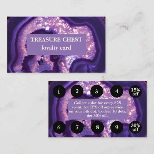 Paarse Agate Loyalty Rewards-kaart (Voorkant / Achterkant)