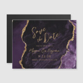 Paarse Agate Wedding sparen de Datum Magnetische Uitnodiging (Voorkant / Achterkant)