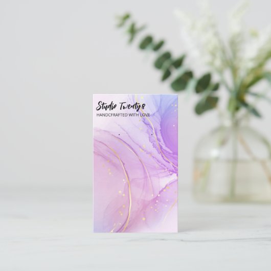 Paarse alcoholinkt die Kaarten afgeeft Visitekaartje (Staand voorkant)