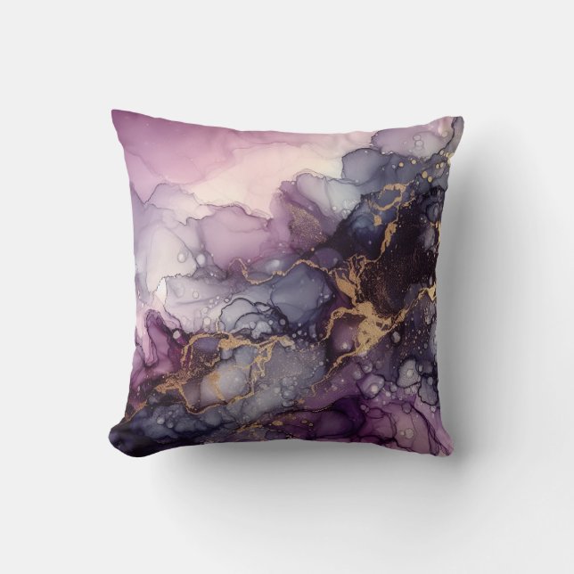 Paarse alcoholinkt Sierkussen (Voorkant)