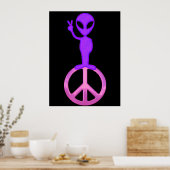 Paarse Alien Poster voor Vrede afdrukken (Keuken)
