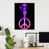 Paarse Alien Poster voor Vrede afdrukken (Thuiskantoor)