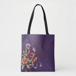 Paarse# All-Over-Print Canvas tas, Middelgroot Draagtas