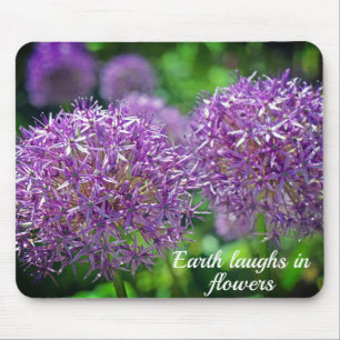 Paarse Allium Flowers Garden Quote Muismat