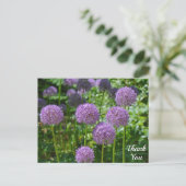 Paarse Allium Flowers Hartelijk dank Briefkaart (Staand voorkant)