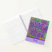 Paarse Allium Mosaic met Waterverf met naam Notitieboek (Binnen)