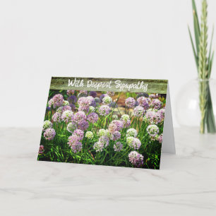 Paarse Allium tuinbloemen met sympathie Kaart