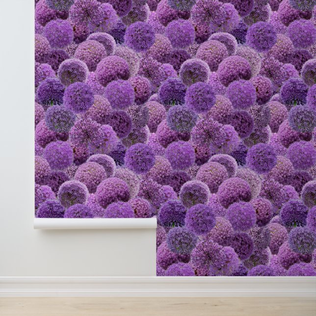 Paarse Alliums Behang (Applicatie)