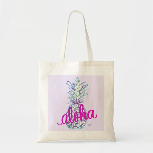 Paarse Aloha Pineappel Canvas tas (Voorkant)