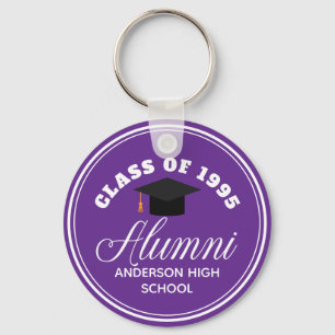 Paarse Alumni High School Reünie Gepersonaliseerd Sleutelhanger