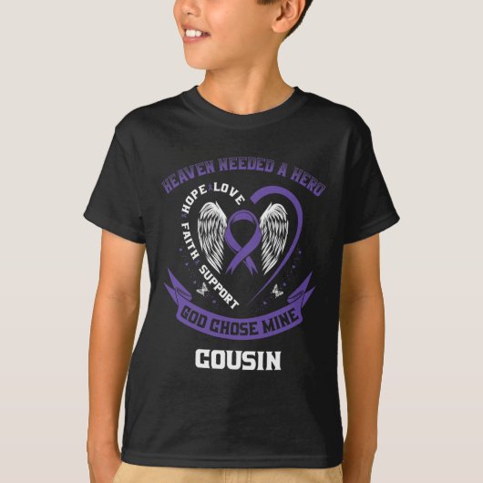 Paarse alvleesklier kankerbewustzijn lint neef H T-shirt (Voorkant)