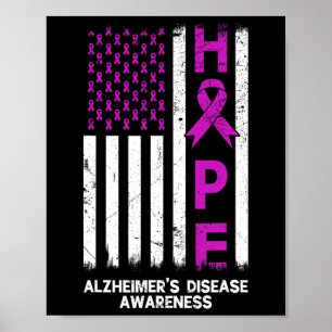 Paarse Alzheimer Awareness Amerikaanse vlag M Poster